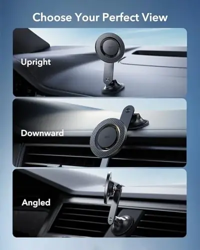ESR for MagSafe Car Mount, Upgraded Dashboard Magnetic Phone Holder for Car, 360° Rotation, Car Phone Holder Mount for iPhone 17/16/16e/15/14/13/12, S25, Pixel 10, Strong Magnets(with 2 Metal Rings) - 4