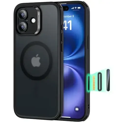 ESR for Phone 16 Plus Case, Compatible with MagSafe, Shockof Military-Grade tection, Magnetic Phone Case for Phone 16 Plus, Classic Hybrid Case (HaloLock), Frosted Black - 1