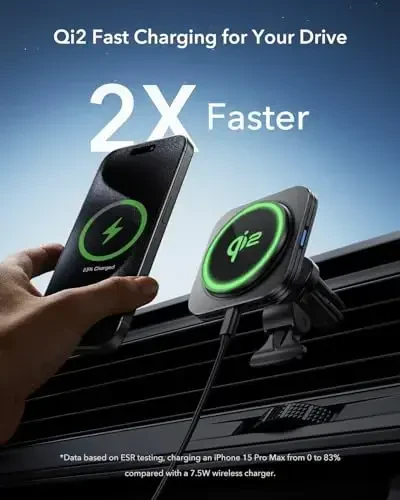 ESR for Qi2 15W MagSafe Car Mount Charger, Qi2-Certified MagSafe Car Charger, Air Vent/Dashboard Magnetic Wireless Car Charger, Car Phone Holder Mount for iPhone 15/14/13/12, Fast Charging, Black - 3