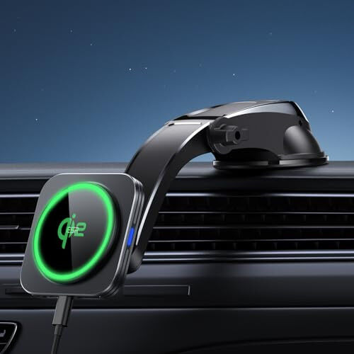 ESR for Qi2 15W MagSafe Car Mount Charger, Qi2-Certified MagSafe Car Charger, Dashboard Magnetic Wireless Car Charger Mount, for iPhone 16/15/14/13/12 Series, Fast Charging, Car Accessories, Black - 1