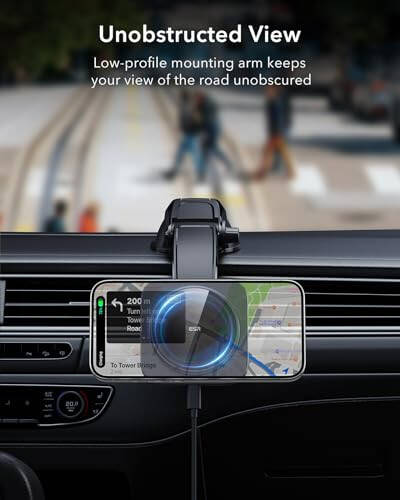 ESR for Qi2 15W MagSafe Car Mount Charger, Qi2-Certified MagSafe Car Charger, Dashboard Magnetic Wireless Car Charger Mount, for iPhone 16/15/14/13/12 Series, Fast Charging, Car Accessories, Black - 5