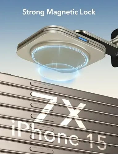 ESR for Qi2 15W MagSafe Car Mount Charger, Universal Dashboard/Tesla MagSafe Car Charger, Magnetic Wireless Charging, Adjustable Car Phone Holder for iPhone 17/16/15/14/13/12, S25, Pixel 10, Titanium - 6