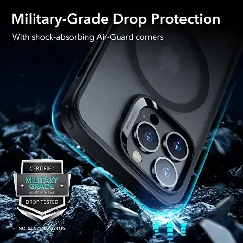 ESR Hybrid Magnetic Case with HaloLock Compatible with MagSafe, Compatible with iPhone 13 Pro Max Case, Military-Grade Protection, Scratch-Resistant Back, Classic Series, Frosted Black - 5