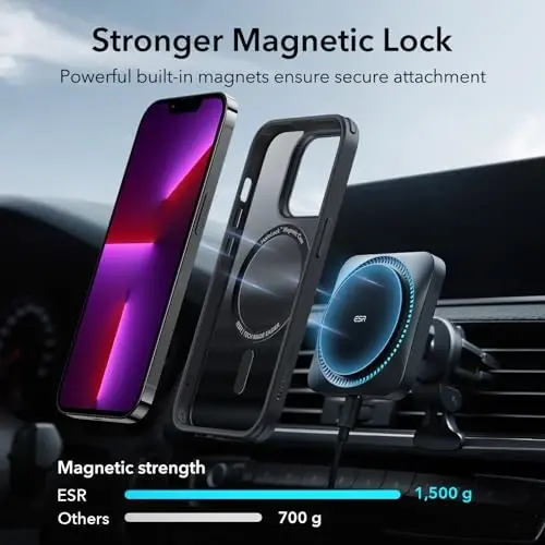 ESR Hybrid Magnetic Case with HaloLock Compatible with MagSafe, Compatible with iPhone 13 Pro Max Case, Military-Grade Protection, Scratch-Resistant Back, Classic Series, Frosted Black - 3