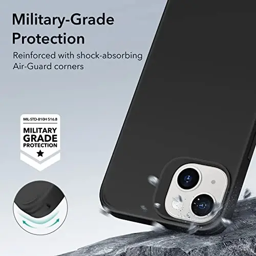 ESR Hybrid Magnetic Case with HaloLock, Compatible with iPhone 14 and 13 , Compatible with MagSafe, Shockproof Military-Grade Protection, Smooth Grip, Classic Series, Black - 5
