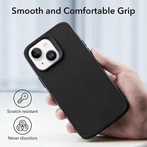 ESR Hybrid Magnetic Case with HaloLock, Compatible with iPhone 14 and 13 , Compatible with MagSafe, Shockproof Military-Grade Protection, Smooth Grip, Classic Series, Black - 6