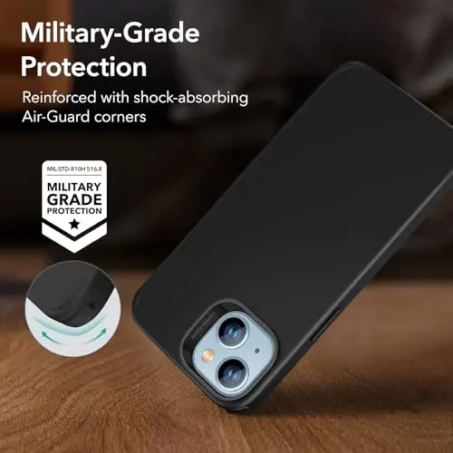 ESR Hybrid Magnetic Case with HaloLock, Compatible with iPhone 14 and 13 , Compatible with MagSafe, Shockproof Military-Grade Protection, Smooth Grip, Classic Series, Black - 5