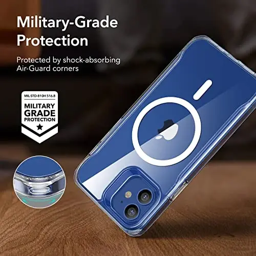 ESR iPhone 12 Case/iPhone 12 Pro Case uchun, MagSafe bilan mos, chizilishga chidamli orqa, sirpanmaydigan himoya ramka, iPhone 12/12 Pro uchun magnit telefon qutisi, shaffof - 5
