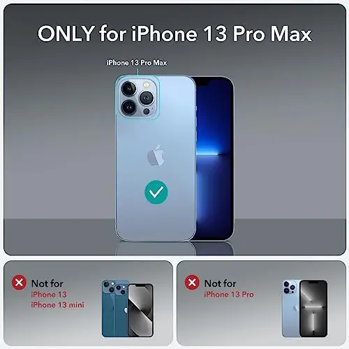 ESR iPhone 13 Pro Max uchun g'ilof, MagSafe bilan mos, klassik gibrid magnit mobil telefon g'ilofi iPhone 13 Pro Max g'ilofi, harbiy standart, tushishdan himoya, chizishga chidamli orqa, tiniq ko'k 