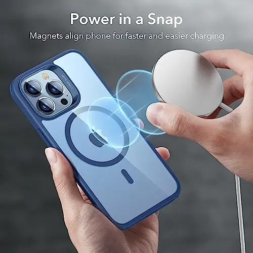 ESR iPhone 13 Pro Max uchun g'ilof, MagSafe bilan mos, klassik gibrid magnit mobil telefon g'ilofi iPhone 13 Pro Max g'ilofi, harbiy standart, tushishdan himoya, chizishga chidamli orqa, tiniq ko'k - 3
