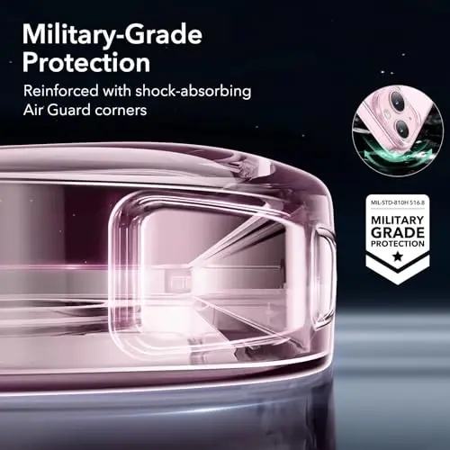 ESR for iPhone 14 Case iPhone 13 Case, Compatible with MagSafe, Military-Grade Protection, Resists Yellowing and Scratches, Magnetic Phone Case for iPhone 14 iPhone 13, Zero Series, Clear Pink - 6