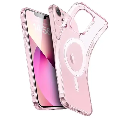 ESR for iPhone 14 Case iPhone 13 Case, Compatible with MagSafe, Military-Grade Protection, Resists Yellowing and Scratches, Magnetic Phone Case for iPhone 14 iPhone 13, Zero Series, Clear Pink 