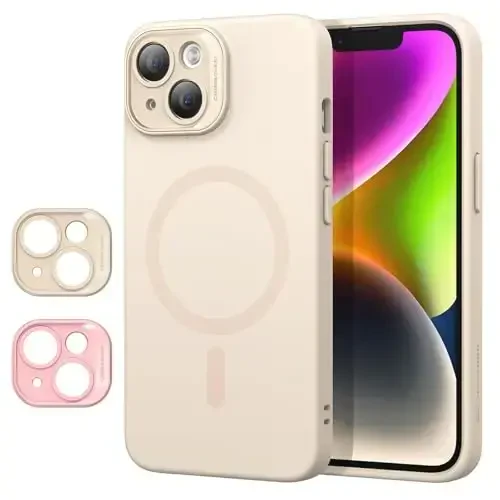 ESR iPhone 14 uchun g'ilof MagSafe bilan, magnit zaryadlashni qo'llab-quvvatlaydi, silliq va ingichka silikon g'ilof, zarbga chidamli, to'liq ekran va kamera himoyasi, yumshoq mikrofiber astar, och jigarrang 