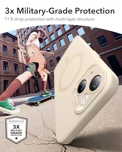 ESR iPhone 14 uchun g'ilof MagSafe bilan, magnit zaryadlashni qo'llab-quvvatlaydi, silliq va ingichka silikon g'ilof, zarbga chidamli, to'liq ekran va kamera himoyasi, yumshoq mikrofiber astar, och jigarrang - 3