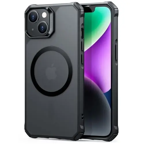 ESR iPhone 14/13 uchun g'ilof, MagSafe bilan mos, harbiy darajadagi himoya, zarbani yutuvchi burchaklar, tirnalishga chidamli, sarg'ayishga qarshi akril orqa, ingichka himoya, Air Armor seriyasi, muzli qora - 4