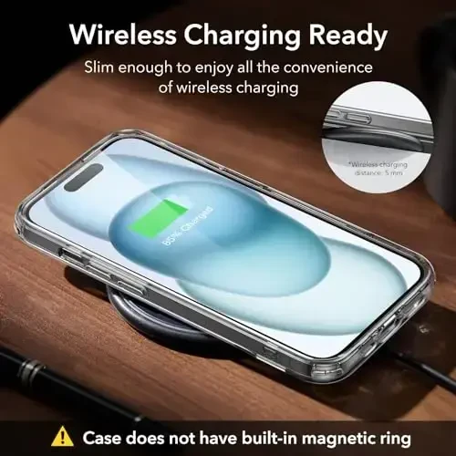 ESR for iPhone 15 Plus Case, Metal Kickstand Case, 3 Stand Modes, Military-Grade Drop Protection, Supports Wireless Charging, Slim Back Cover with Patented Kickstand, Boost Series, Clear - 6