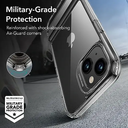 ESR iPhone 15 Plus учун қоп, металл тоядиғи қоп, 3 таянч режими, ҳарбий даражада тушишдан ҳимоя, симсиз зарядлашни қўллаб-қувватлайди, патентли тоядиғи бўлган енгил орқа қопқоғи, Boost серияси, равон - 5