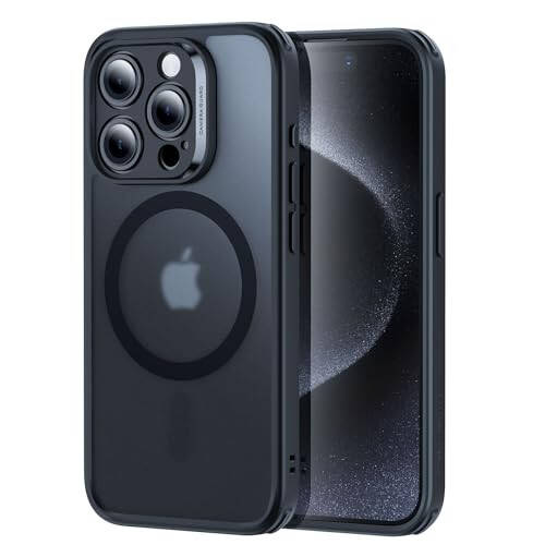 ESR iPhone 15 Pro Max uchun Kılıf Seti, Shaffof Mat Kılıf va Ekran Himoyachisi, MagSafe bilan Mos keladi, Harbiy Sinf Himoyasi, Klassik Seriyasi, Sovuq Qora - 1