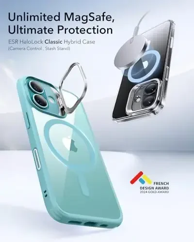 ESR iPhone 16 Plus uchun g‘ilof, MagSafe bilan mos keluvchi kamera boshqaruv tugmasi, harbiy darajadagi himoya g‘ilofi, o‘rnatilgan yashirin stendli telefon g‘ilofi, tirnalishga chidamli orqa qopqoq, Classic Series, tiniq yashil - 3