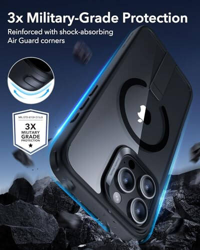 ESR for iPhone 16 Pro Case with Kickstand, Military-Grade Shockproof Protection, Magnetic Fully Adjustable Flickstand Phone Case, Compatible with MagSafe Accessories, Boost Series, Clear Black - 5
