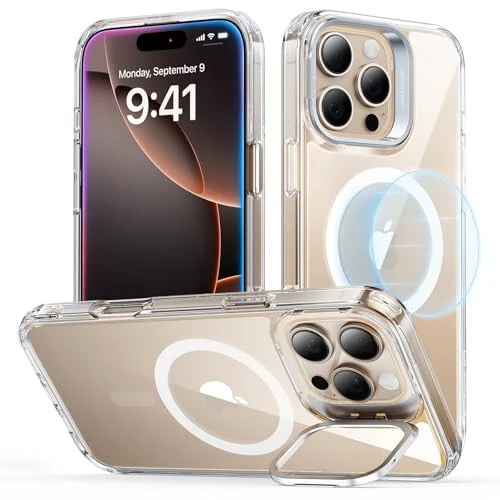 ESR iPhone 16 Pro учун қоп, MagSafe билан уйғун, ҳарбий даражали муҳофазаловчи қоп, Ichki Stash стэнди билан телефон учун қоп, чизишга чидамли орқа қопқоқ, Классик серия, Очиқ - 6