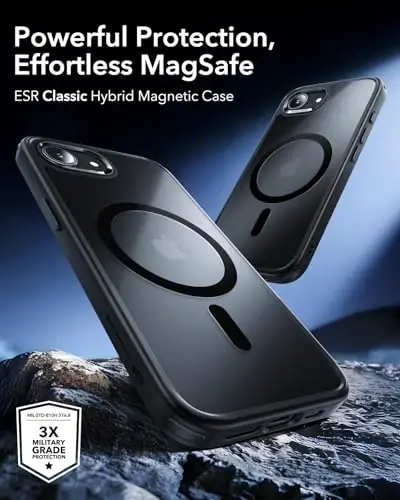 ESR iPhone 16e Case, MagSafe bilan mos, harbiy darajadagi himoya, magnitli, muzlatilgan qora - 3