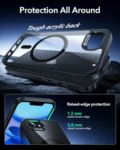 ESR iPhone 16e Case, MagSafe mos keluvchi, harbiy darajadagi himoya, magnitli, shaffof qora - 4