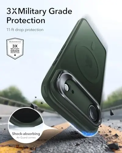 ESR for iPhone Air Case with Stash Stand, Camera Control Cover Compatible with MagSafe, Military-Grade Drop Protection Magnetic Phone Case for iPhone 17 Air, Scratch-Resistant Back Cover,Frosted Green - 3