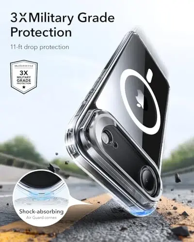 ESR for iPhone Air Case with Stash Stand, Camera Control Cover Compatible with MagSafe, Military-Grade Drop Protection Magnetic Phone Case for iPhone 17 Air, Scratch-Resistant Back Cover,Clear - 3