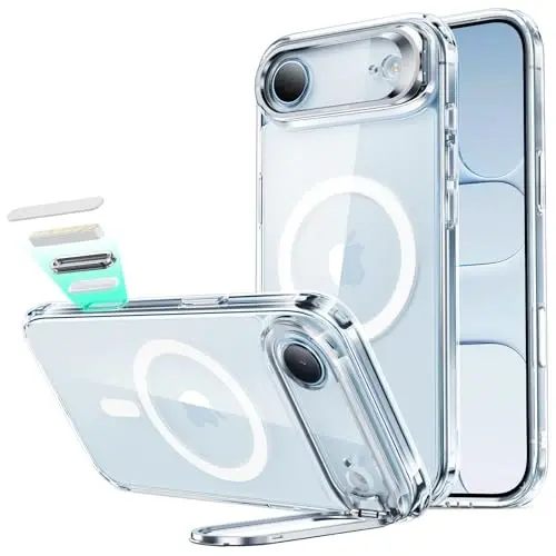 ESR for iPhone Air Case with Stash Stand, Camera Control Cover Compatible with MagSafe, Military-Grade Drop Protection Magnetic Phone Case for iPhone 17 Air, Scratch-Resistant Back Cover,Clear - 4