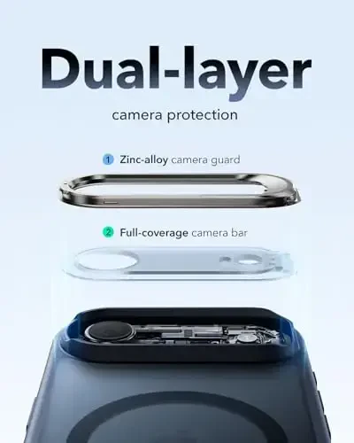 ESR for iPhone Air Case with Stash Stand, Camera Control Cover Compatible with MagSafe, Military-Grade Drop Protection Magnetic Phone Case for iPhone 17 Air, Scratch-Resistant Back Cover,Frosted Blue - ESR (1)