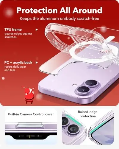 ESR iPhone 17 Gʻilofi, Kamera Boshqarish Qopqogʻi, MagSafe bilan Mos, Zarbaga Chidamli Harbiy Darajadagi Himoya, iPhone 17 uchun Magnetli Telefon Gʻilofi, Klassik Hybrid Gʻilofi, Santa Skater - 3