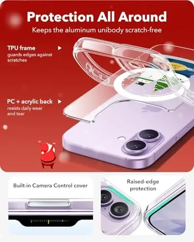 ESR for iPhone 17 Case for MagSafe, Camera Control, Christmas Globe | Ultra Slim, 3X Military-Grade Drop Protection, Magnetic Phone Case, Impact Absorbing, Resists Scratches - 3