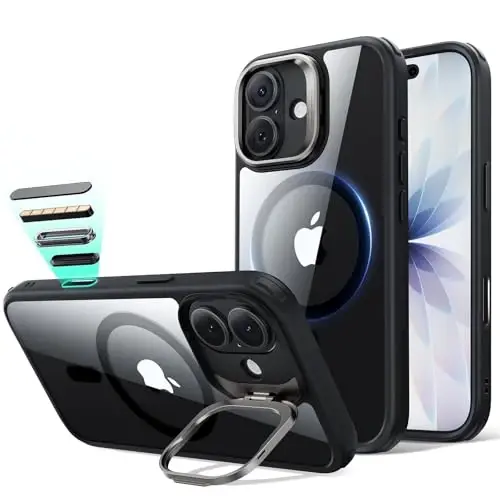 ESR for iPhone 17 Case with Stash Stand, Camera Control Cover Compatible with MagSafe, Military-Grade Drop Protection Magnetic Phone Case for iPhone 17, Scratch-Resistant Back Cover,Clear Black - 4
