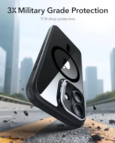 ESR for iPhone 17 Case with Stash Stand, Camera Control Cover Compatible with MagSafe, Military-Grade Drop Protection Magnetic Phone Case for iPhone 17, Scratch-Resistant Back Cover,Clear Black - 6