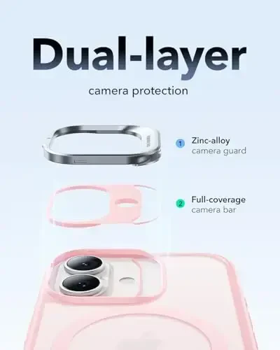 ESR for iPhone 17 Case with Stash Stand, Camera Control Cover Compatible with MagSafe, Military-Grade Drop Protection Magnetic Phone Case, Scratch-Resistant Back Cover,Frosted Bubblegum Pink - 2