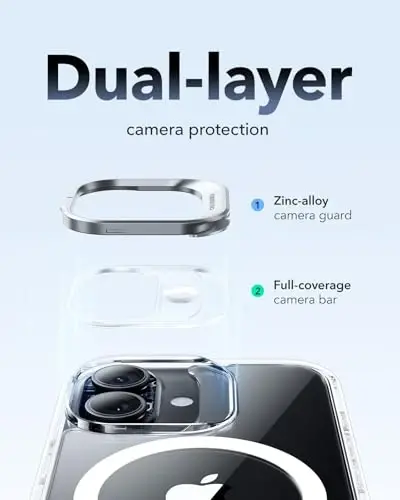 ESR for iPhone 17 Case with Stash Stand, Camera Control Cover Compatible with MagSafe, Military-Grade Drop Protection Magnetic Phone Case for iPhone 17, Scratch-Resistant Back Cover,Clear - 2