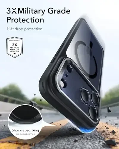 ESR for iPhone 17 Pro Case with Stash Stand, Camera Control Cover Compatible with MagSafe, Military-Grade Drop Protection Magnetic Phone Case, Scratch-Resistant Back Cover, Clear Black - 3