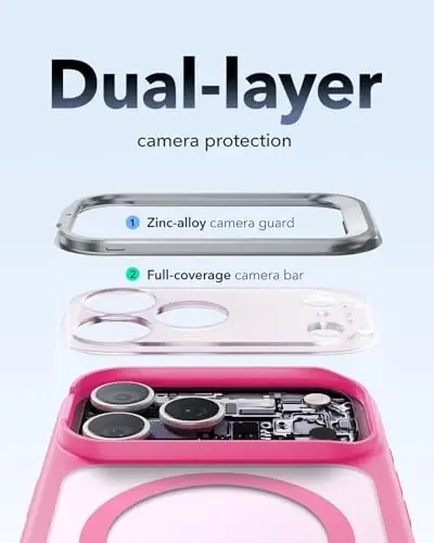 ESR for iPhone 17 Pro Max Case with Stash Stand, Camera Control Cover Compatible with MagSafe, Military-Grade Drop Protection Magnetic Phone Case, Scratch-Resistant Back Cover,Frosted Pink - 2