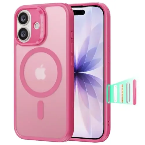 ESR iPhone 17 uchun g'ilof, Kamera boshqaruvi, MagSafe bilan mos, Zarba o'tkazmaydigan harbiy darajadagi himoya, iPhone 17 uchun magnit telefon g'ilofi, Klassik gibrid g'ilof, muzlatilgan pushti 