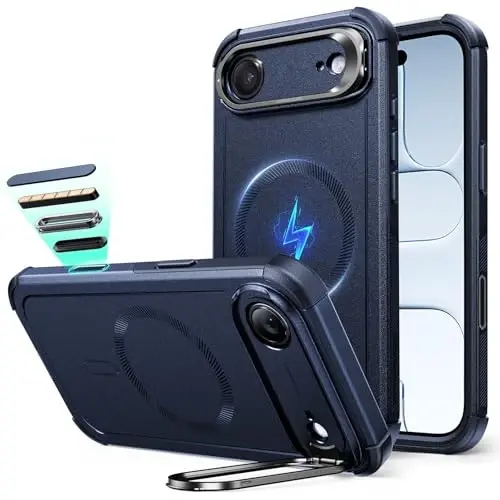 ESR for iPhone Air Case with Stash Stand, 7X Military-Grade Drop Protection, Camera Control, Shock-Absorbing iPhone 17 Air Phone Rugged case, Compatible with MagSafe Accessories, Cyber Series, Blue - ESR (1)