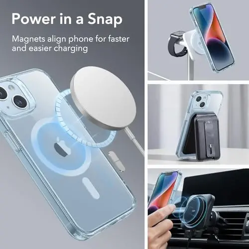ESR for iPhone 14/iPhone 13 Case, Compatible with MagSafe, Shockproof Military-Grade Protection, Scratch-Resistant Back, Magnetic Phone Case for iPhone 14/13, Classic Hybrid Case, Clear Light Blue - 3