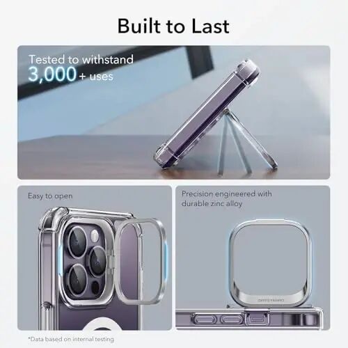 ESR Magnetic for iPhone 14 Pro Max Case, Full-Body Military-Grade Drop Proof Magsafe Phone Case for iPhone 14 Pro Max with Built-in 9H+ Tempered Glass Screen Protector and Stand, Clear 