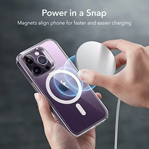 ESR Magnetic Phone Case for iPhone 14 Pro, MagSafe bilan mos, zarbga chidamli harbiy darajadagi himoya, sarg'ayishga chidamli, klassik gibrid g'ilof (HaloLock), shaffof - 3
