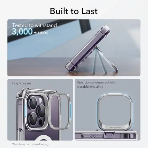 ESR Manyetik iPhone 14 Pro Max Kılıfı, Tam Gövdeli Askeri Sınıf Düşmeye Dayanıklı Magsafe Telefon Kılıfı, Dahili 9H+ Temperli Cam Ekran Koruyucu ve Stand, Şeffaf - 1