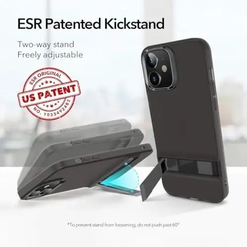 ESR Metal Kickstand Designed for iPhone i12 Pro Max Case [Patented Design] [Two-Way Stand] [Reinforced Drop Protection] Flexible TPU Soft Back for iPhone 2020, 6.7-Inch – Translucent Black - 2