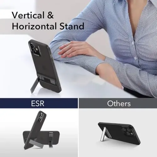 ESR Metal Kickstand Designed for iPhone i12 Pro Max Case [Patented Design] [Two-Way Stand] [Reinforced Drop Protection] Flexible TPU Soft Back for iPhone 2020, 6.7-Inch – Translucent Black - 3