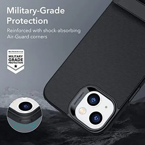 ESR Metal Kickstand Case Compatible with iPhone 14 Case and iPhone 13 Case, 3 Stand Modes, Military-Grade Drop Protection, Supports Wireless Charging, Slim Back Cover with Patented Kickstand, Black - 4