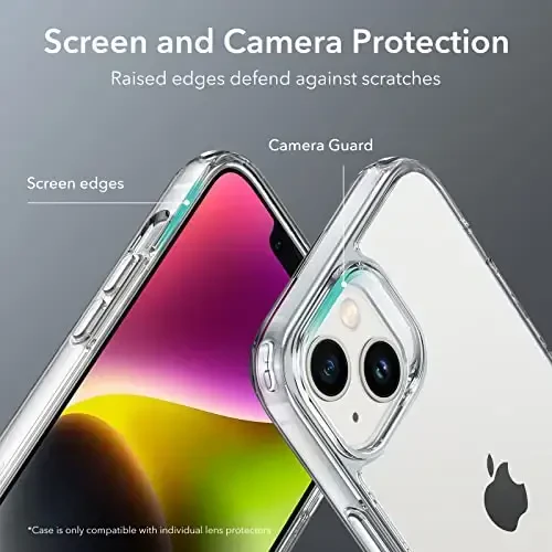 ESR Metal Kickstand Case Compatible with iPhone 14 Case and iPhone 13 Case, 3 Stand Modes, Military-Grade Drop Protection, Supports Wireless Charging, Slim Back Cover with Patented Kickstand, Clear - 6