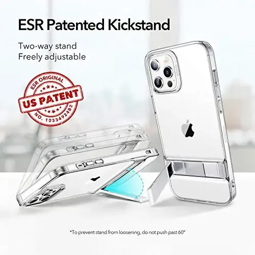 ESR Metal Kickstand Designed for iPhone 12 Pro Max Case [Patented Design] [Two-Way Stand] [Reinforced Drop Protection] Flexible TPU Soft Back for iPhone 12 Pro Max 2020, 6.7-Inch – Clear - 11